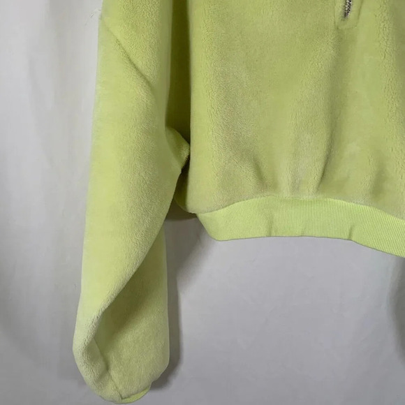 Urban Outfitters BDG Hoodie Women's Large Yellow Green Cropped 1/4 Zip - Picture 2 of 7